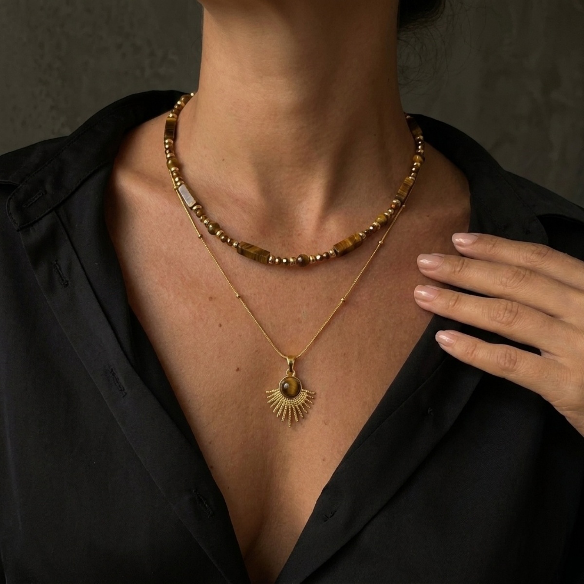 Aesthetic Autumn Brown Natural - огляд і ціна Layered Pendant Necklace Aesthetic