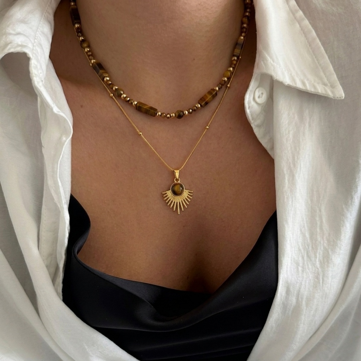 Aesthetic Autumn Brown Natural - огляд і ціна Layered Pendant Necklace Aesthetic