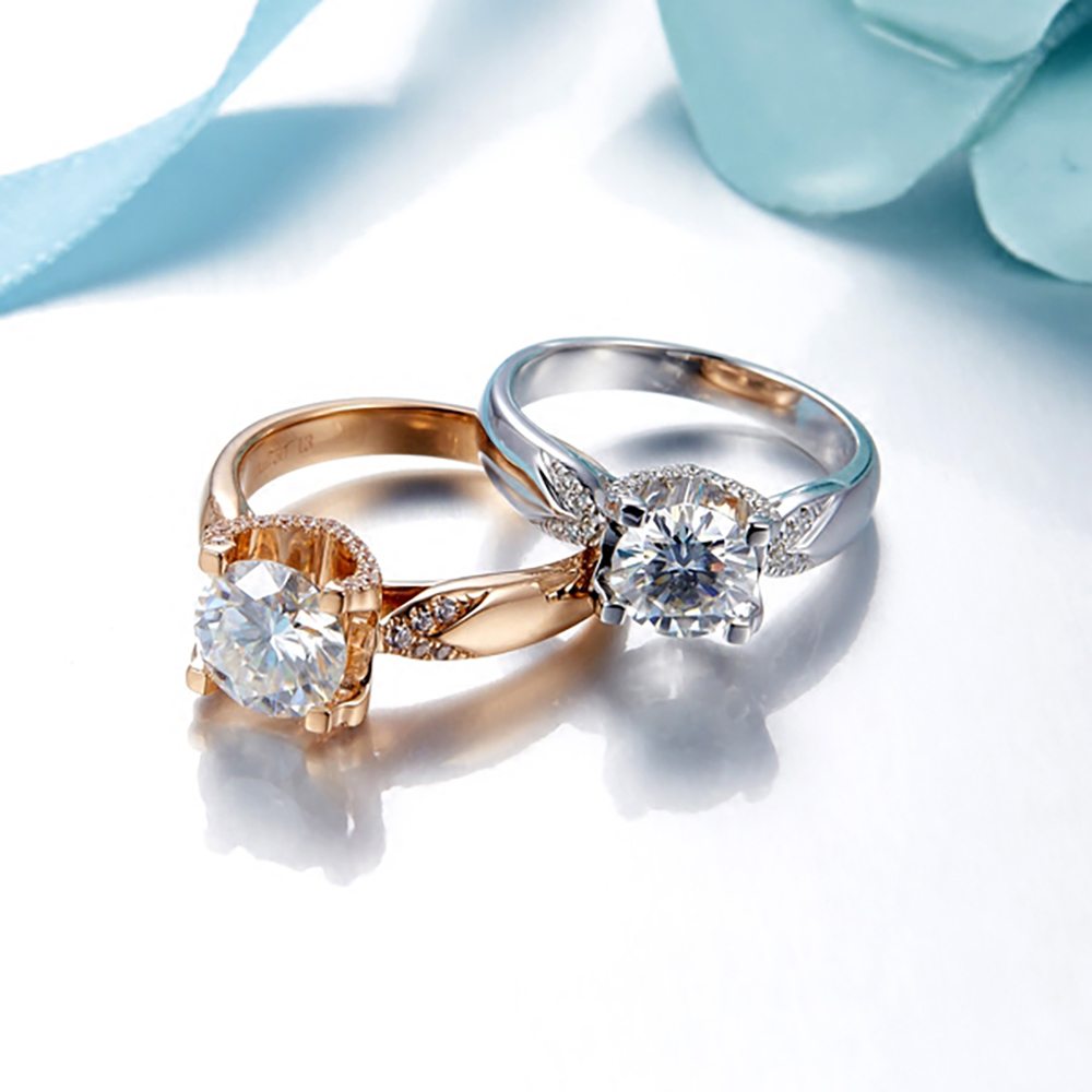 Custom Solid 18K Au750 White G - огляд і ціна Moissanite Engagement Ring 1 Carat