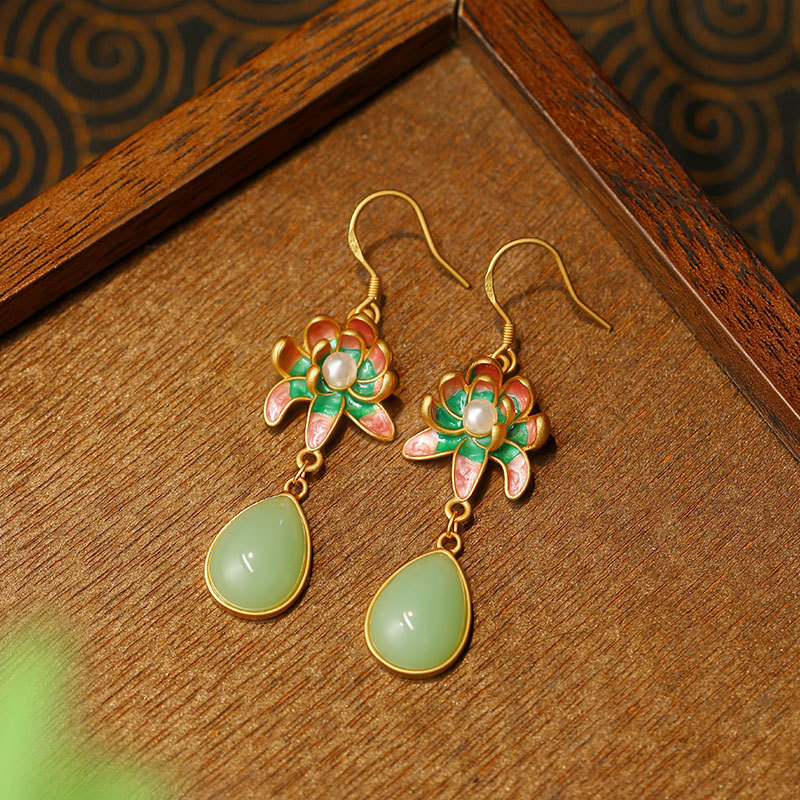 Green Natural Jade Water Drop  - огляд і ціна Earrings